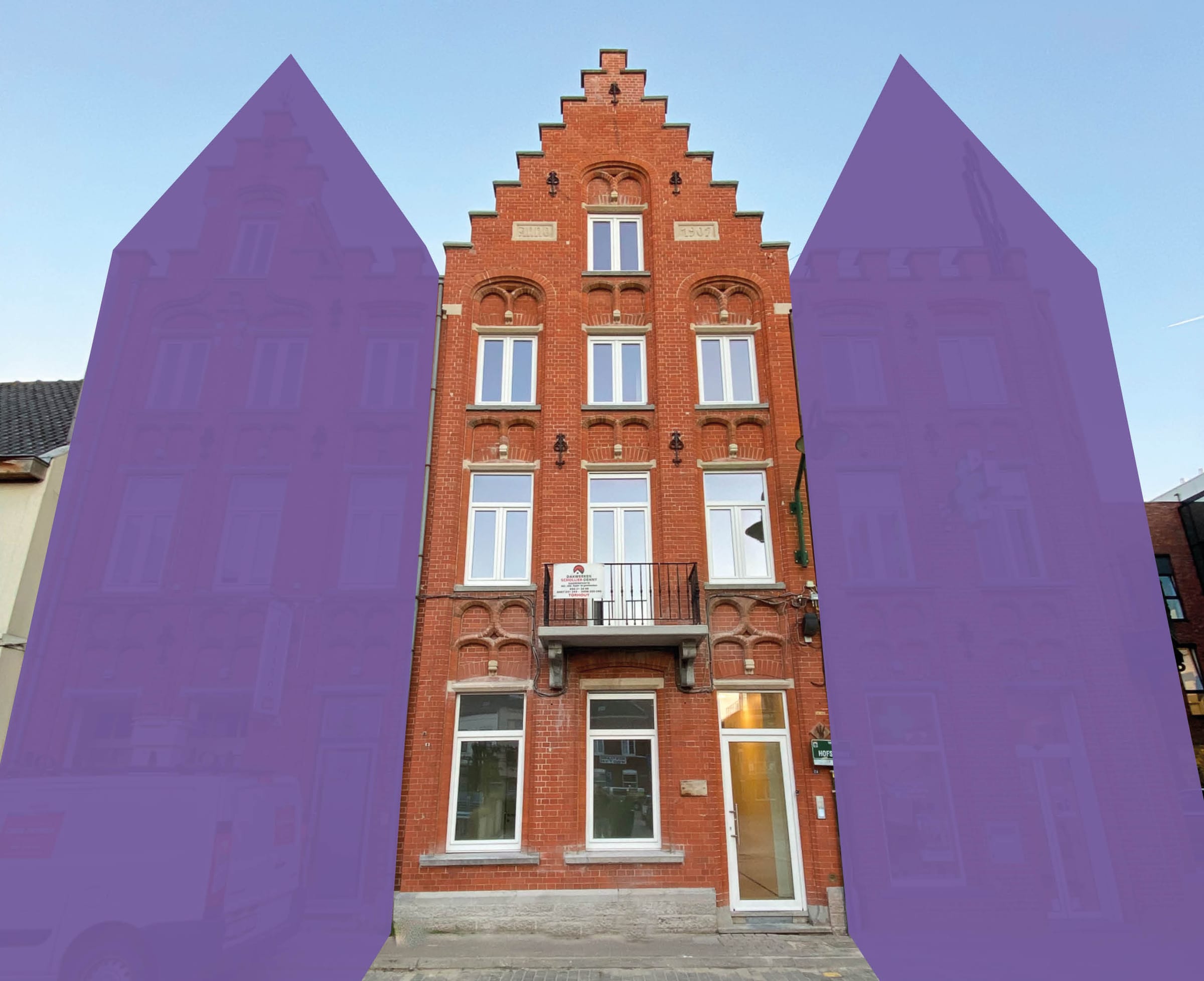 Nieuwbouwproject met authentieke gevel uit 1907. Project bestaat uit 4 appartementen die sociaal verhuurd worden.